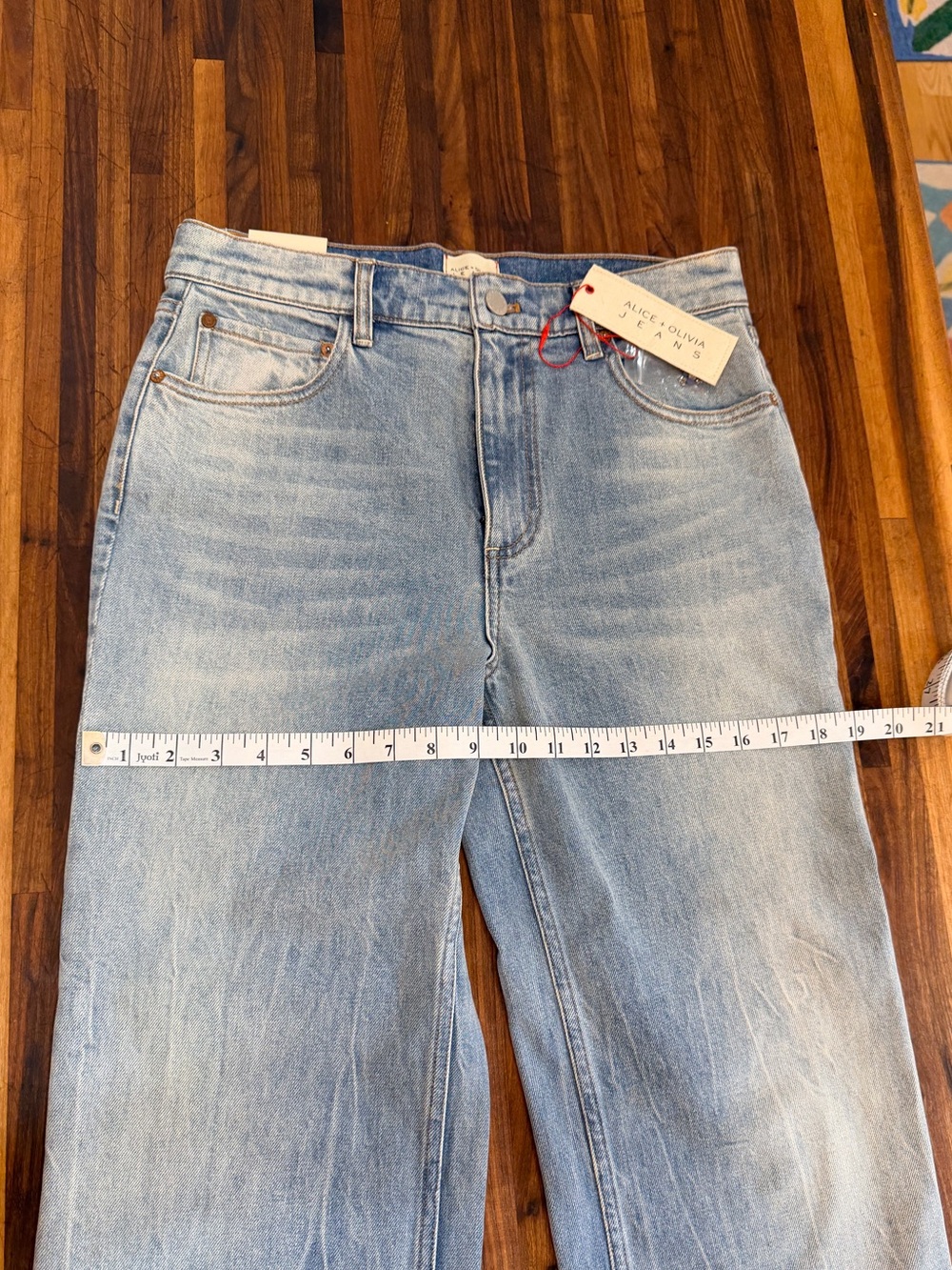 NWT - Alice + Olivia High Rise Embellished Straight Jeans Weezy in Brooklyn Blue - Picture 13 of 16